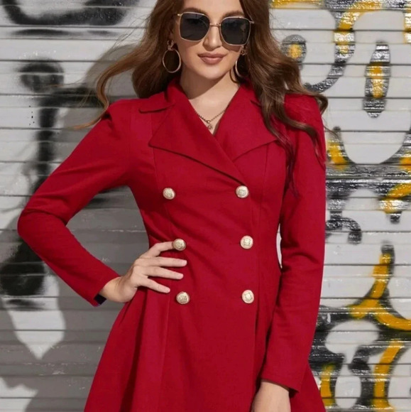 Notch Collar Double Breasted Blazer Dress - Picture 1 of 5